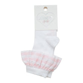 LITTLE A Check Frill Knee High Socks Pink